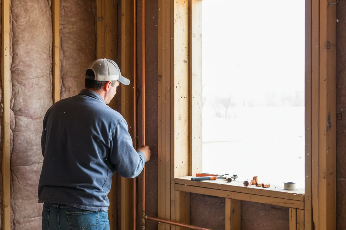 Licensed plumber running new copper supply lines in a Keenesburg home